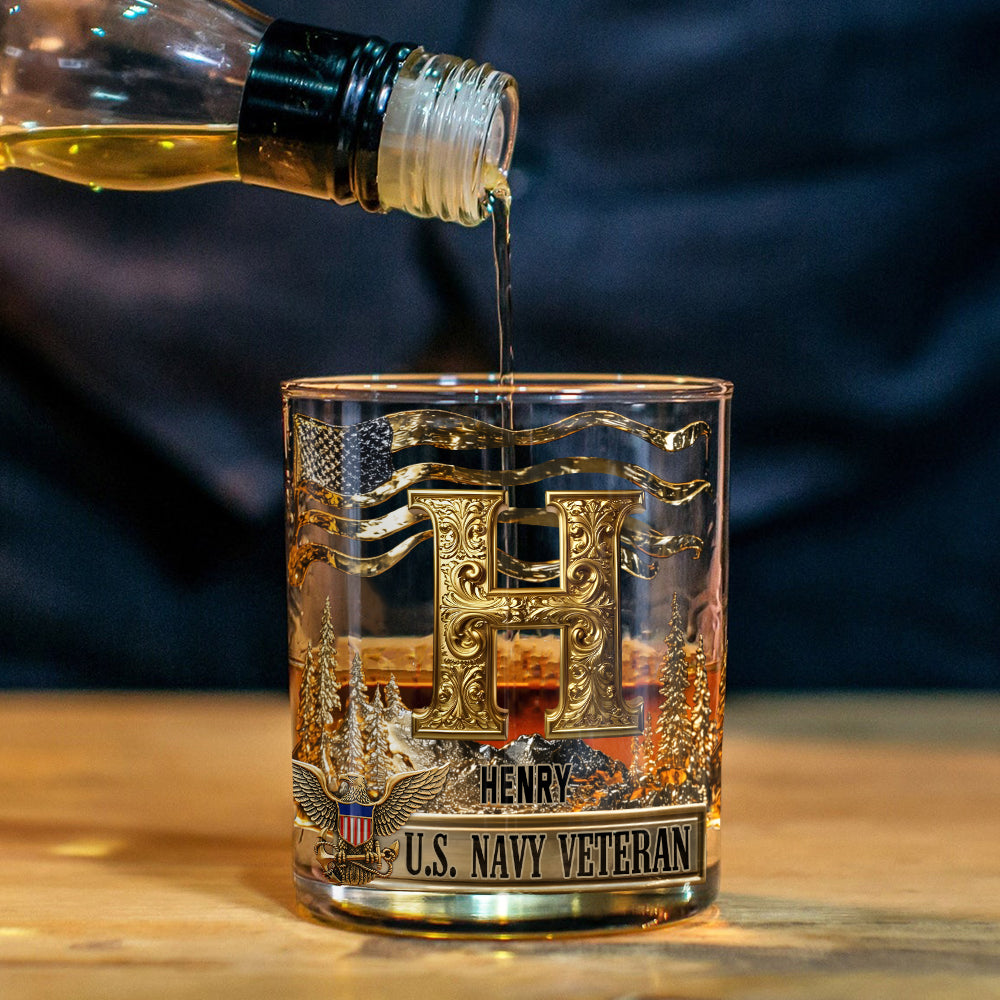 Honor, Courage, Commitment - Personalized Veteran Whiskey Glass