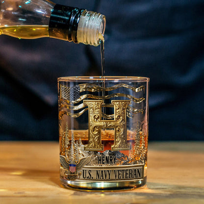 Honor, Courage, Commitment - Personalized Veteran Whiskey Glass