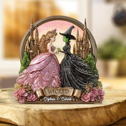 Beautiful Witches - Personalized Green and Pink Custom Shaped Acrylic Plaque