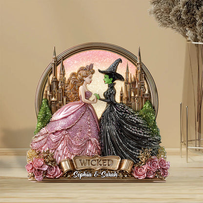 Beautiful Witches - Personalized Green and Pink Custom Shaped Acrylic Plaque