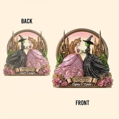 Beautiful Witches - Personalized Green and Pink Custom Shaped Acrylic Plaque