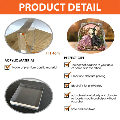 Beautiful Witches - Personalized Green and Pink Custom Shaped Acrylic Plaque