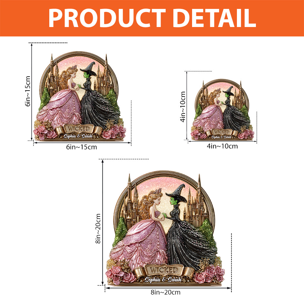 Beautiful Witches - Personalized Green and Pink Custom Shaped Acrylic Plaque