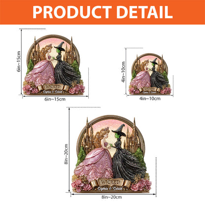 Beautiful Witches - Personalized Green and Pink Custom Shaped Acrylic Plaque