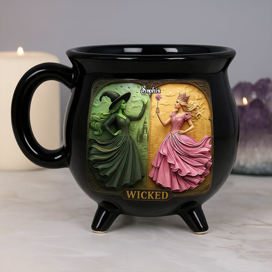 Changed For Good Witch & Princess - Personalized Green and Pink Cauldron Mug
