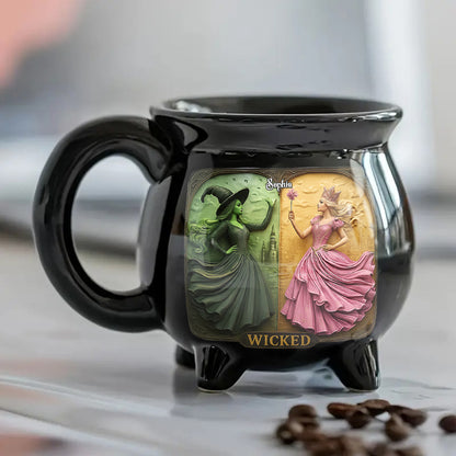 Changed For Good Witch & Princess - Personalized Green and Pink Cauldron Mug