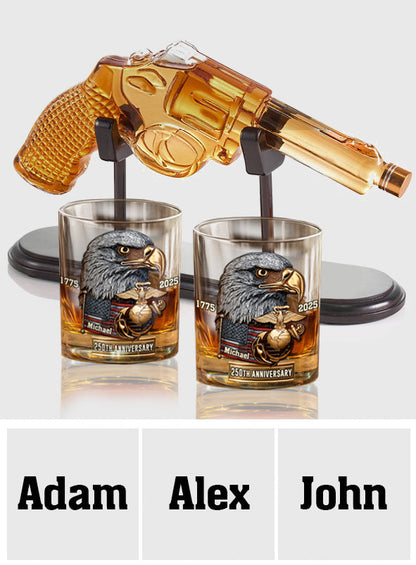 250th Anniversary - Personalized Veteran Gun Decanter With Whiskey Glass