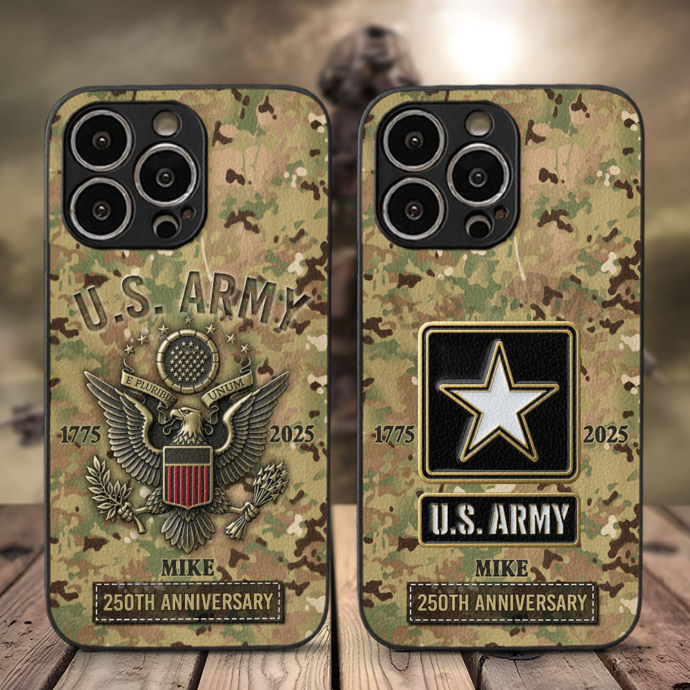 250th Anniversary - Personalized Veteran Leather Phone Case