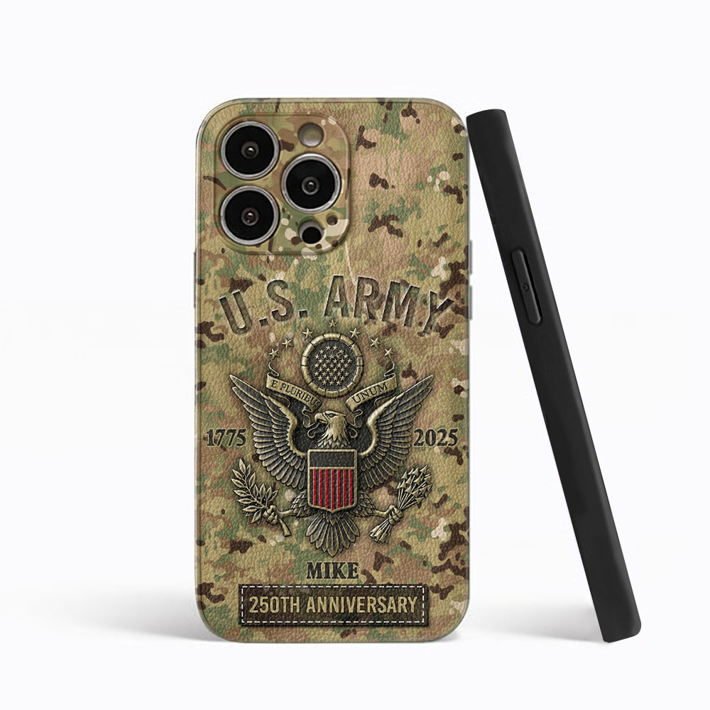 250th Anniversary - Personalized Veteran Leather Phone Case