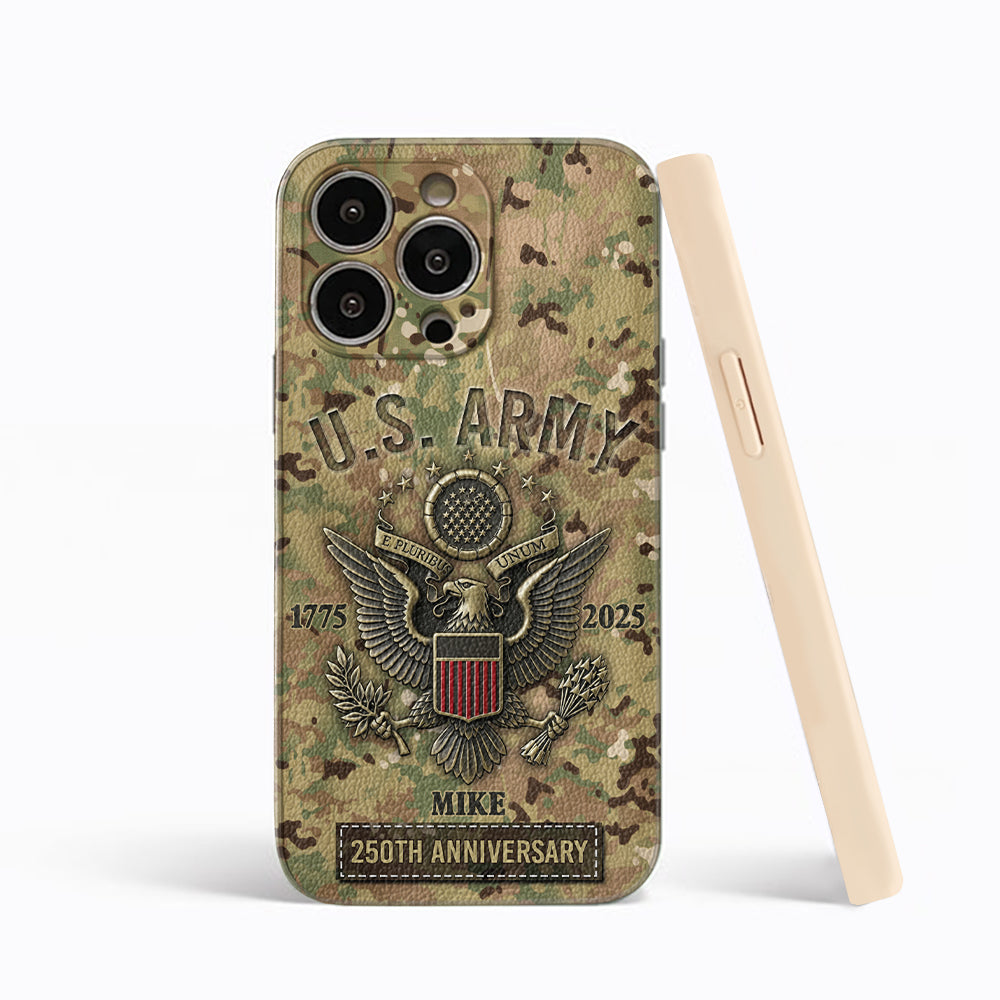 250th Anniversary - Personalized Veteran Leather Phone Case