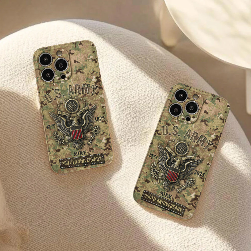 250th Anniversary - Personalized Veteran Leather Phone Case