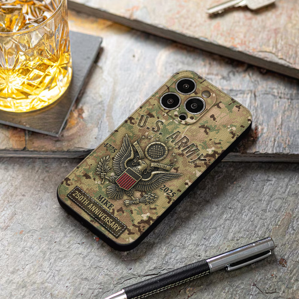 250th Anniversary - Personalized Veteran Leather Phone Case