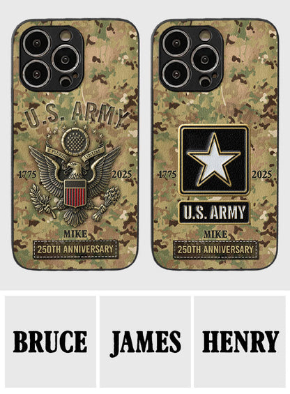 250th Anniversary - Personalized Veteran Leather Phone Case