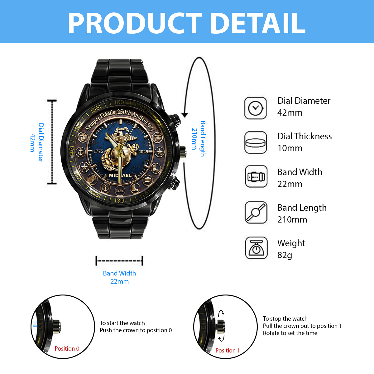 250th Anniversary - Personalized Veteran Hand Watch