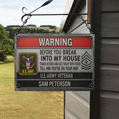 Warning - Personalized Veteran Rectangle Metal Sign