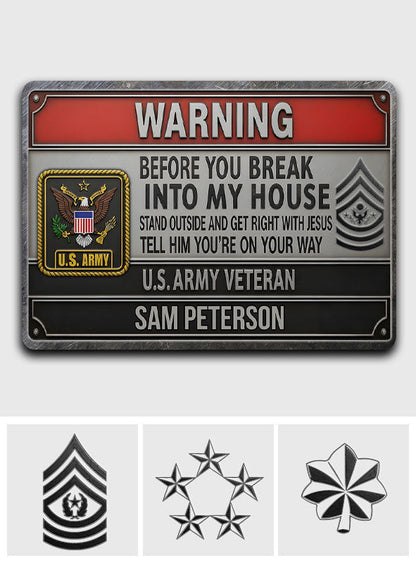 Warning - Personalized Veteran Rectangle Metal Sign
