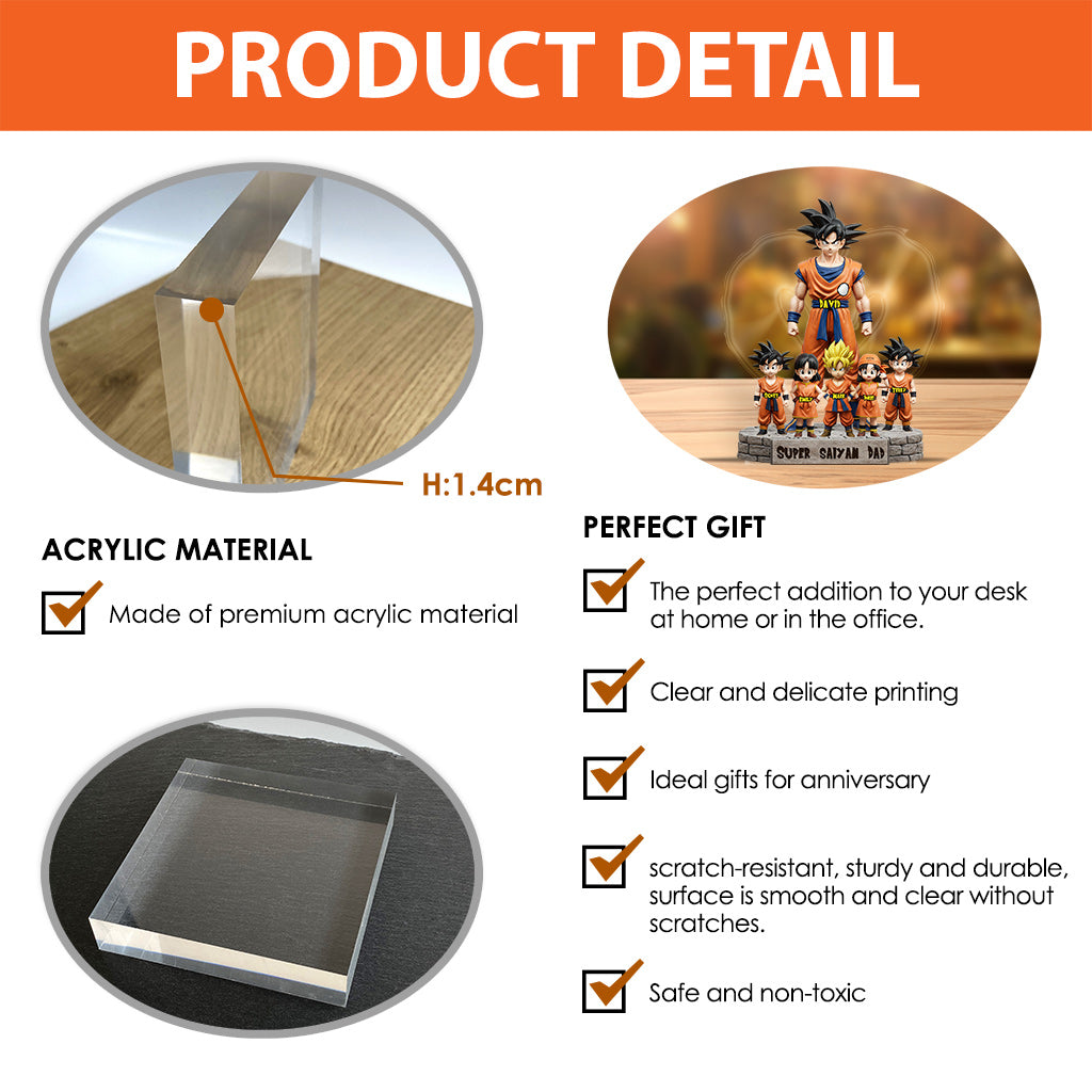 Strong Papa Christmas Gift for Dad - Personalized Seven Balls Custom Shaped Acrylic Plaque