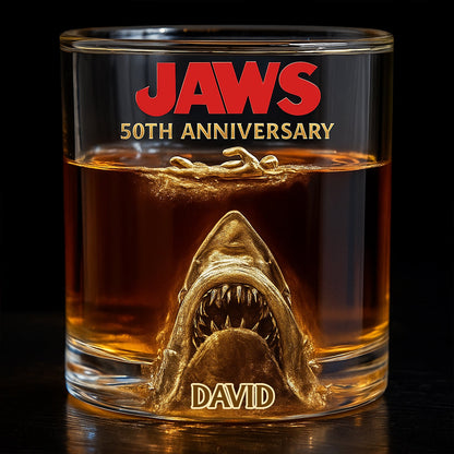 50th Anniversary Scary Shark - Personalized Whiskey Glass