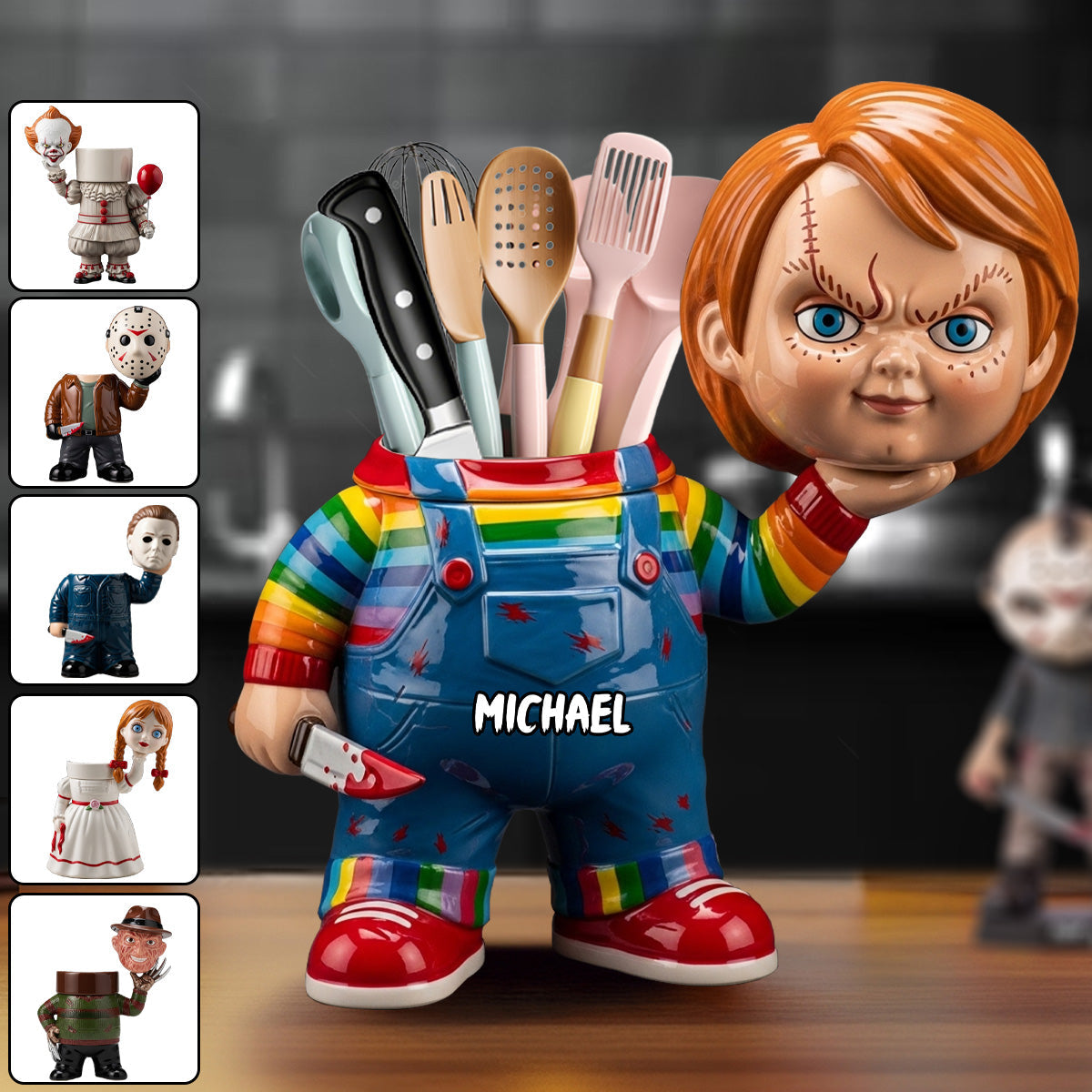 Scary Movies - Personalized Wooden Pen Holder