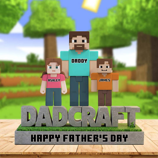 Dadcraft, Father's Day Gift For Game Dad - Personalized Block World Custom Shaped Acrylic Plaque