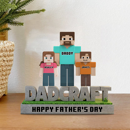 Dadcraft, Father's Day Gift For Game Dad - Personalized Block World Custom Shaped Acrylic Plaque