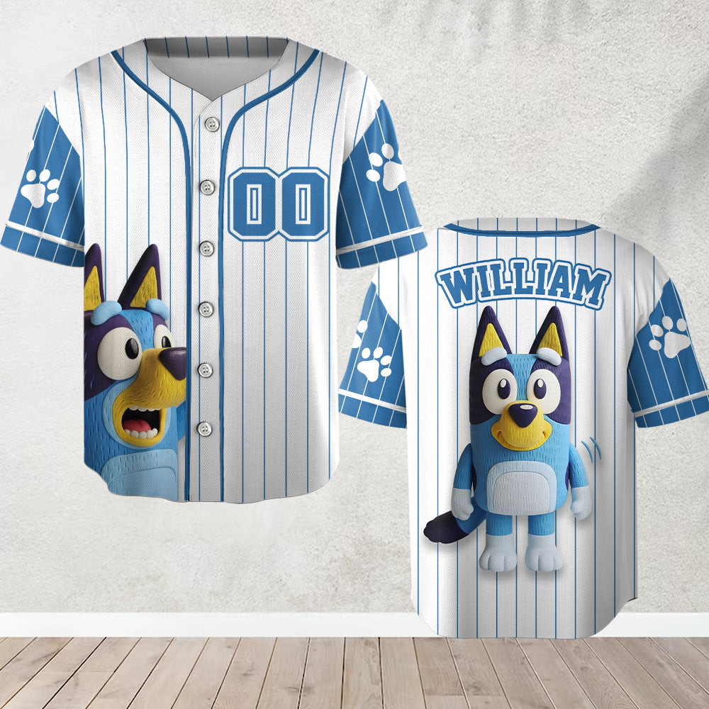 Blue Dog - Personalized Blue Dog Baseball Jersey