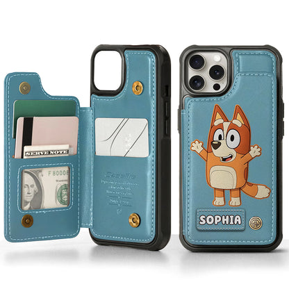 Blue Dog Custom Name - Personalized Blue Dog Wallet Phone Case