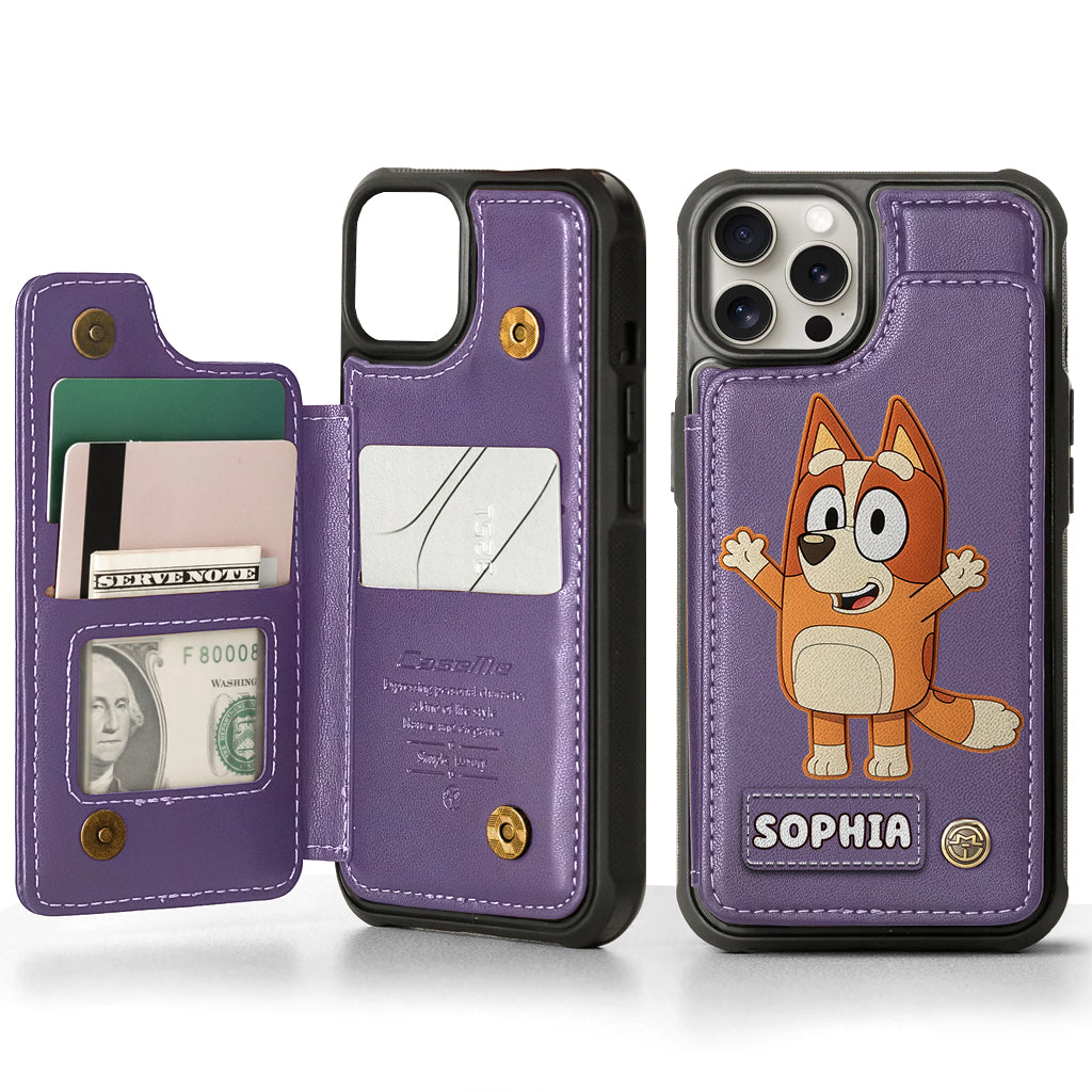 Blue Dog Custom Name - Personalized Blue Dog Wallet Phone Case