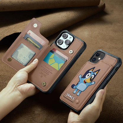 Blue Dog Custom Name - Personalized Blue Dog Wallet Phone Case