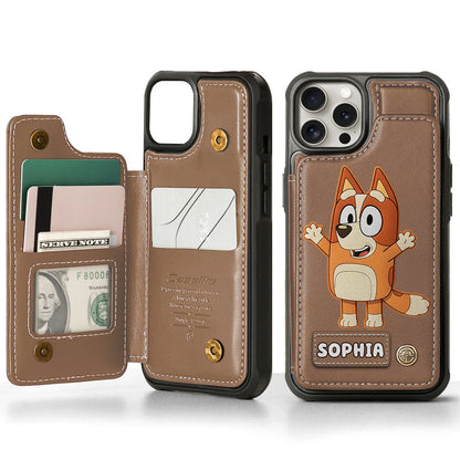 Blue Dog Custom Name - Personalized Blue Dog Wallet Phone Case