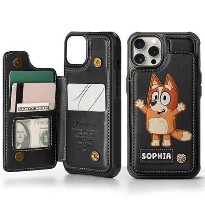 Blue Dog Custom Name - Personalized Blue Dog Wallet Phone Case