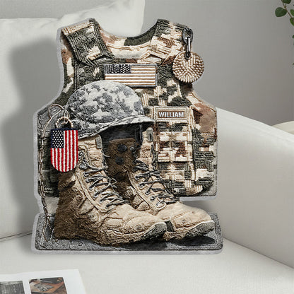 Honoring All Who Served - Personalized Veteran Faux Fur Shaped Pillow