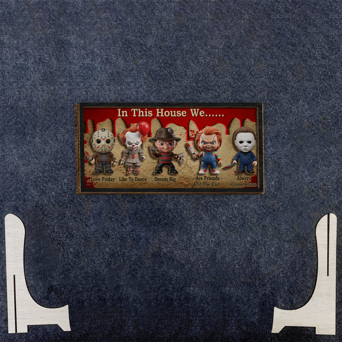 In This House - Personalized Horror Character 2 Layered Wood Sign / Wood Plaque