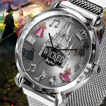 Witch and Princess Harmony - Personalized Green and Pink Women Hand Watch