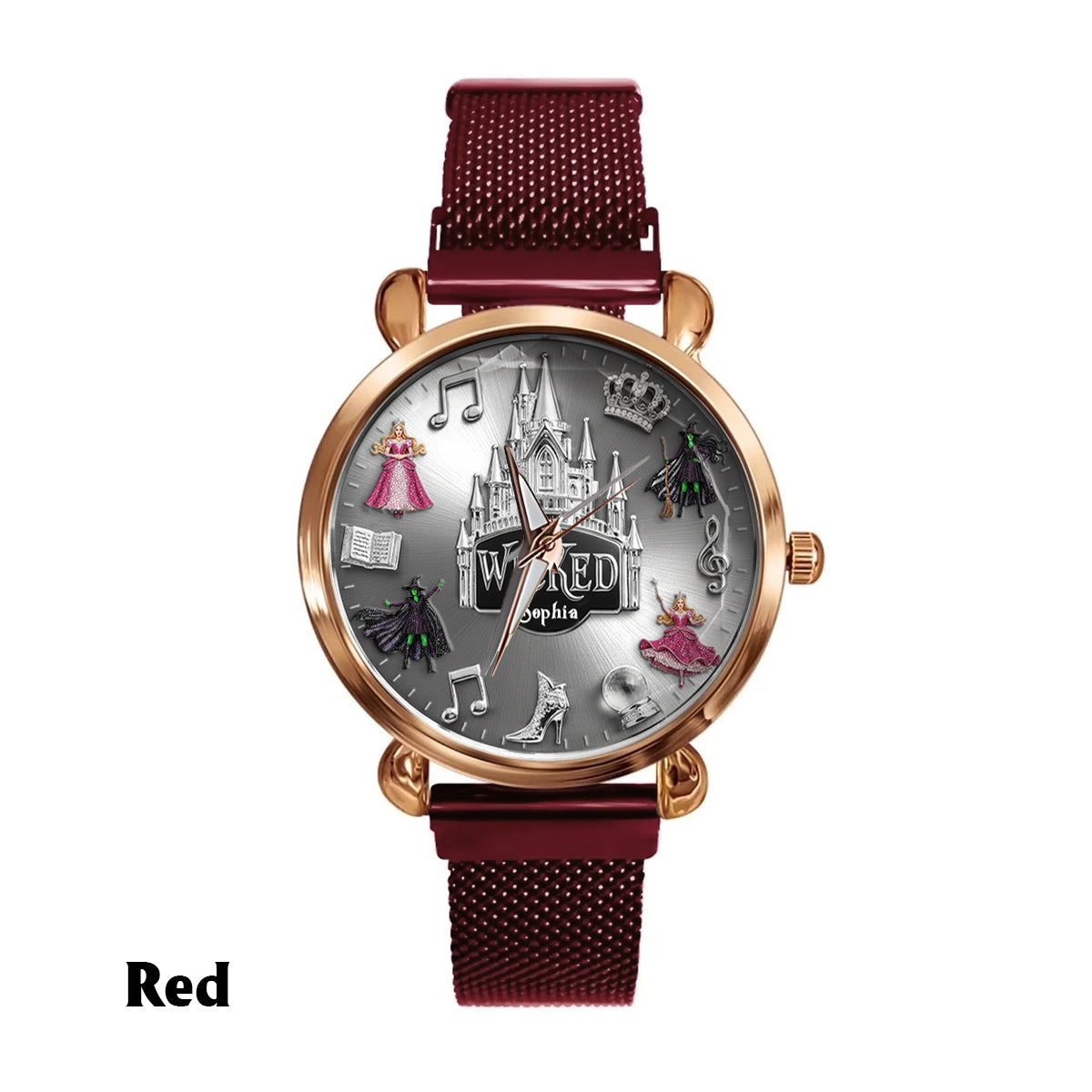 Witch and Princess Harmony - Personalized Green and Pink Women Hand Watch