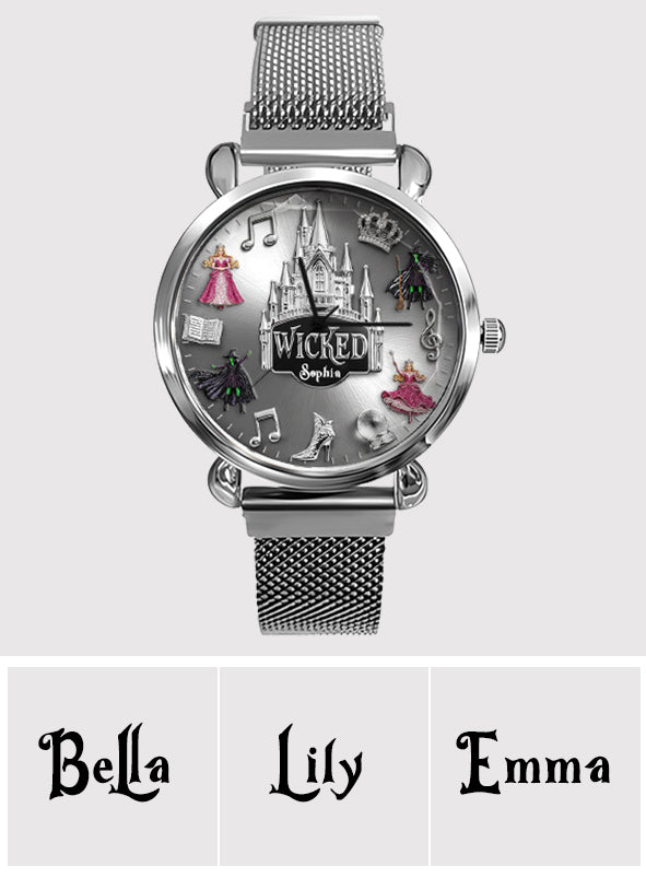 Witch and Princess Harmony - Personalized Green and Pink Women Hand Watch