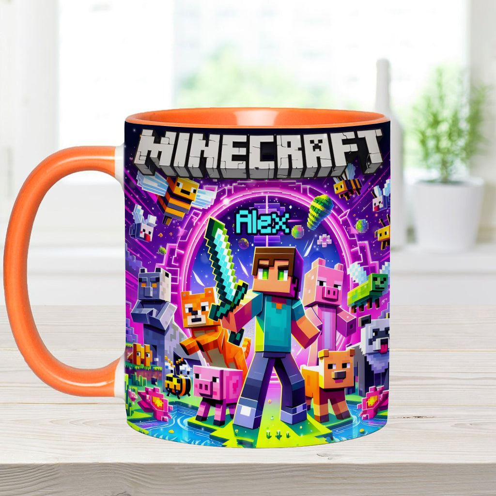 Cool Block Man - Personalized Block World Accent Mug