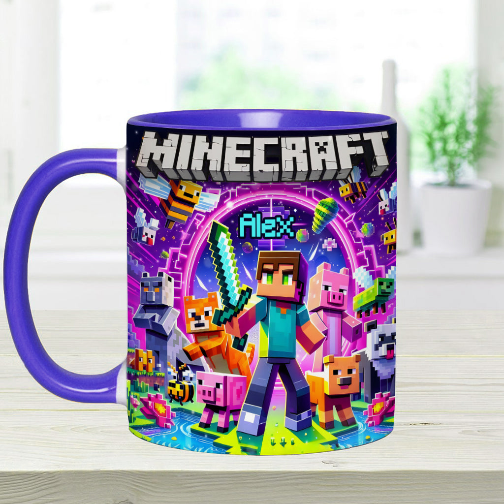 Cool Block Man - Personalized Block World Accent Mug