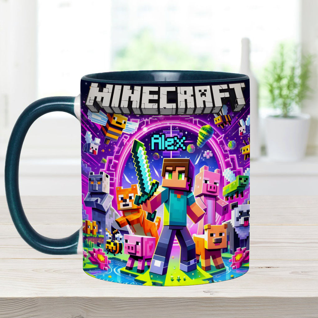 Cool Block Man - Personalized Block World Accent Mug