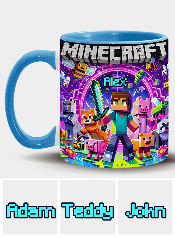 Cool Block Man - Personalized Block World Accent Mug