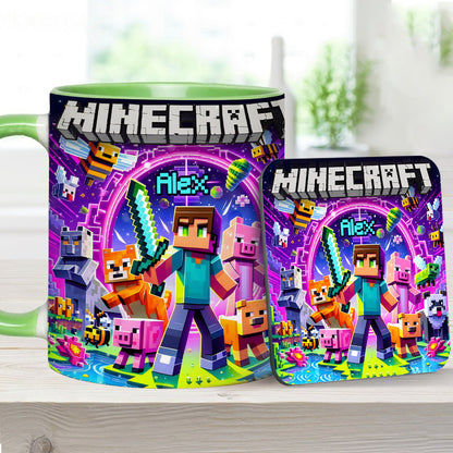 Cool Block Man - Personalized Block World Accent Mug