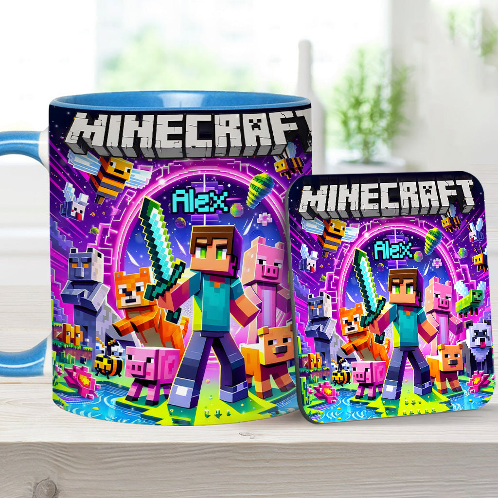 Cool Block Man - Personalized Block World Accent Mug