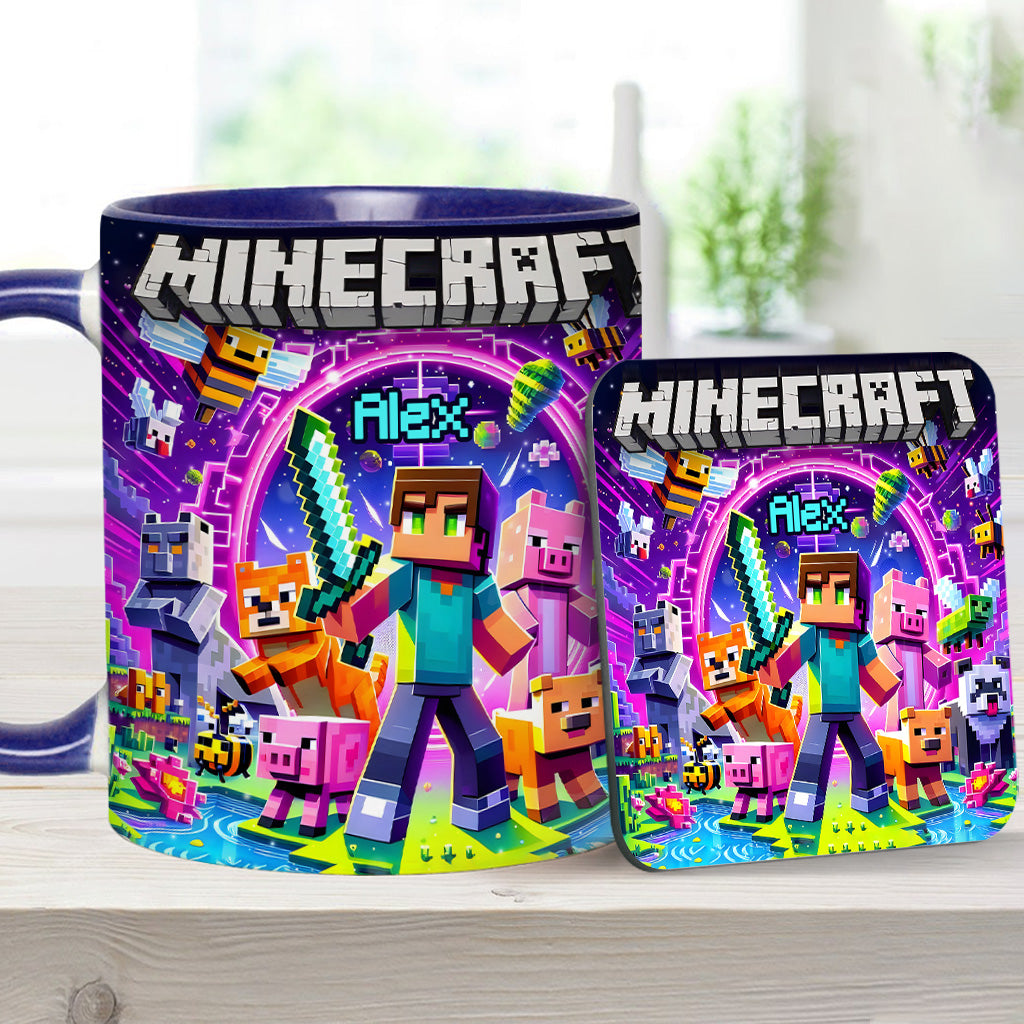 Cool Block Man - Personalized Block World Accent Mug