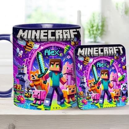 Cool Block Man - Personalized Block World Accent Mug