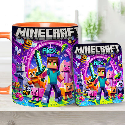 Cool Block Man - Personalized Block World Accent Mug