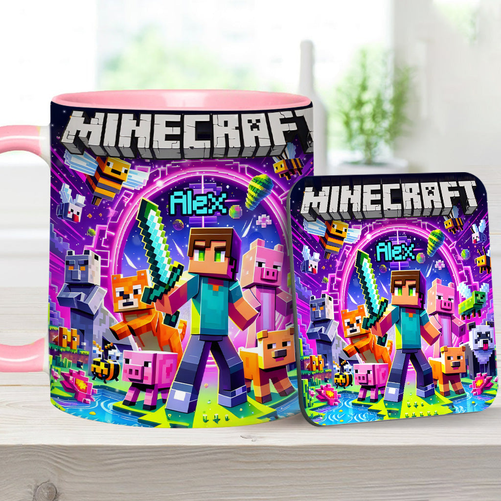 Cool Block Man - Personalized Block World Accent Mug