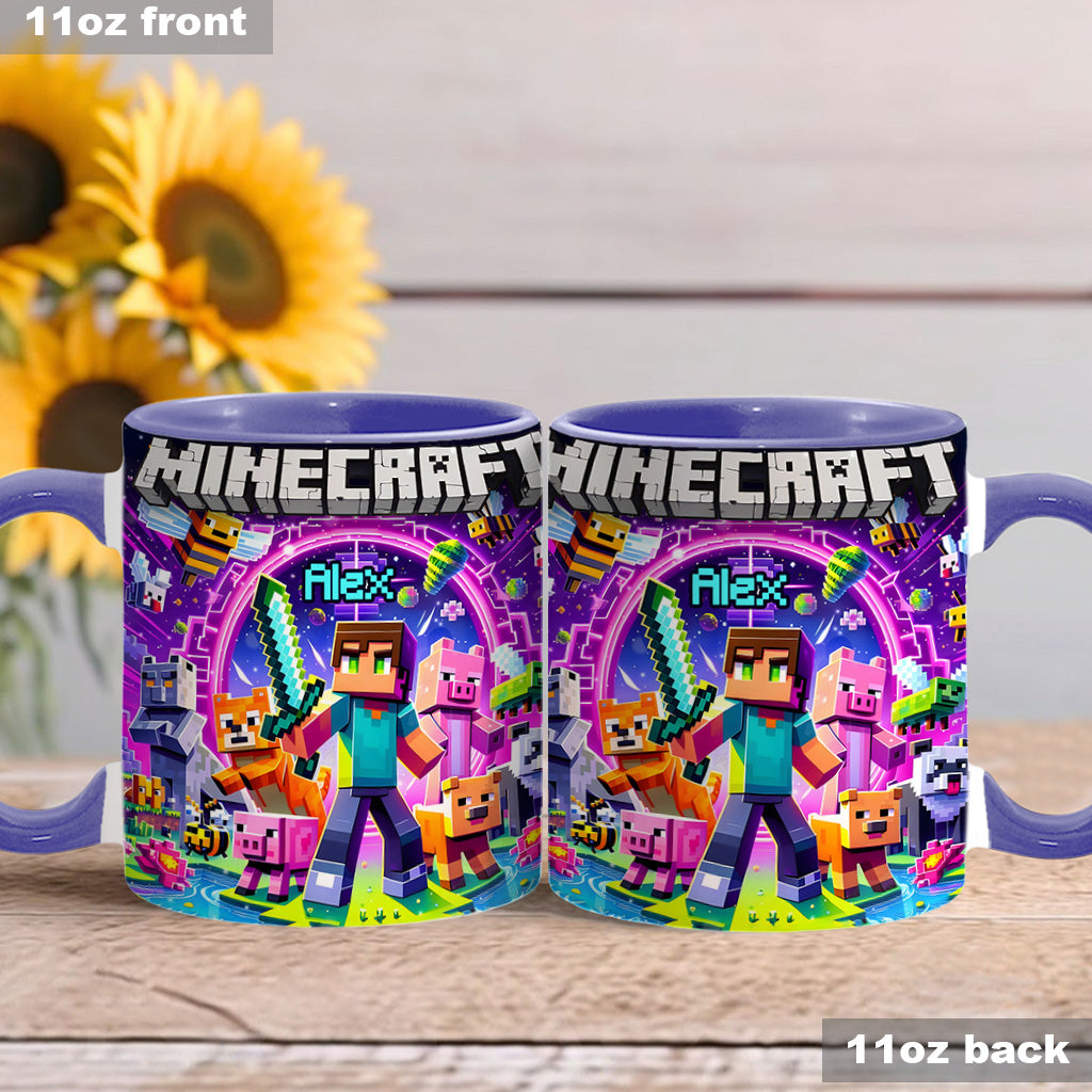 Cool Block Man - Personalized Block World Accent Mug