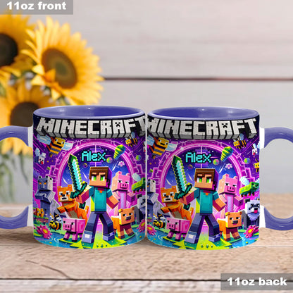 Cool Block Man - Personalized Block World Accent Mug