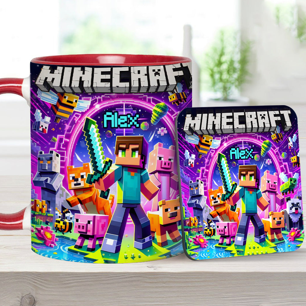 Cool Block Man - Personalized Block World Accent Mug