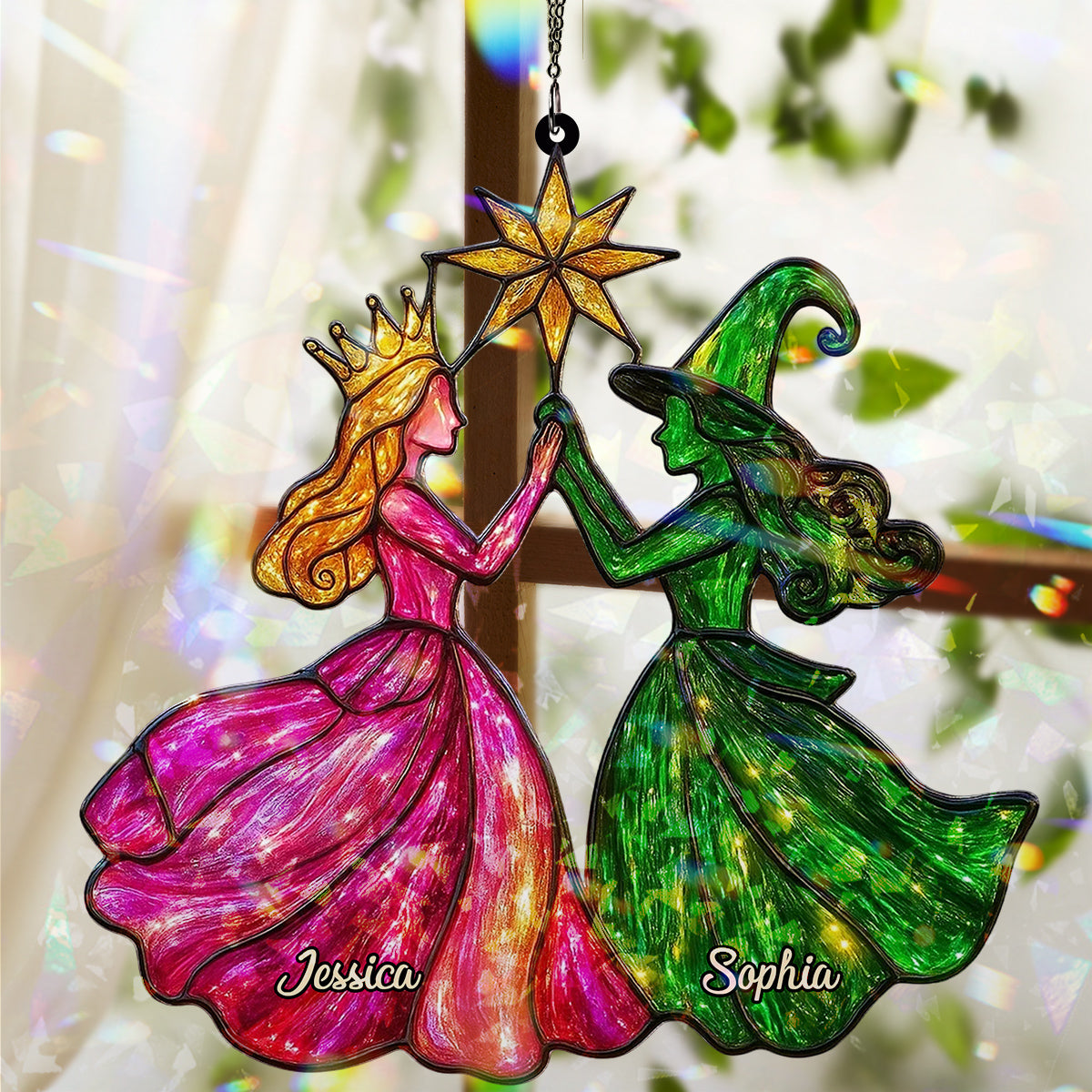 Changed For Good - Personalized Green and Pink Hologram Window Hanging Suncatcher